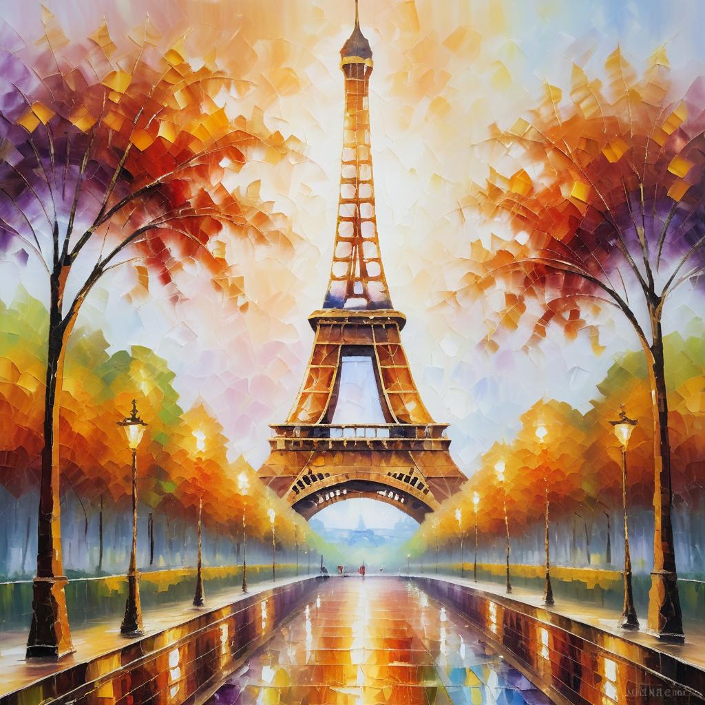 Warm Impressionist Eiffel Tower Canvas Art