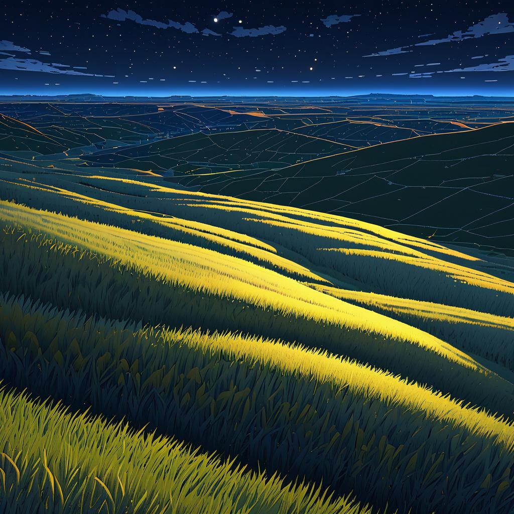 Isometric Night Scene of Tallgrass Plains