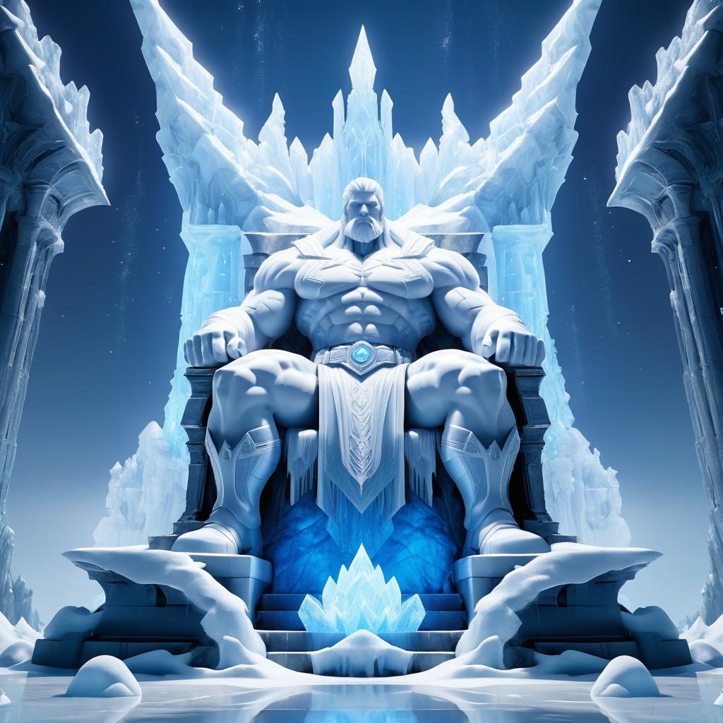 Colossal Ice Titan on Frozen Throne