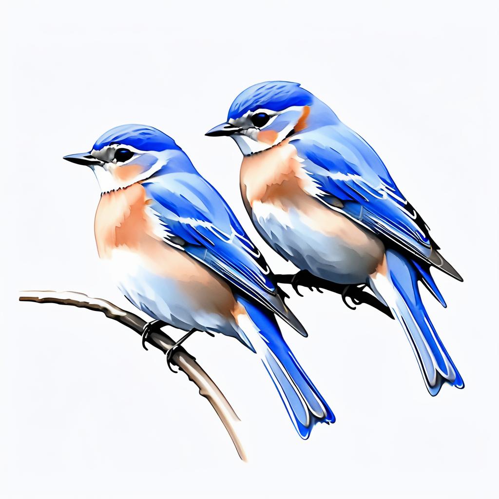 Elegant Minimalist Bluebird Pencil Drawing