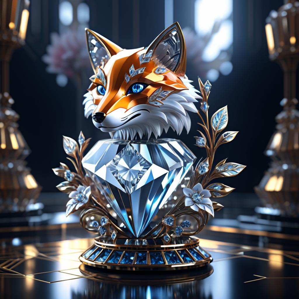 Epic Robotic Fox in Art Deco Flowerpunk