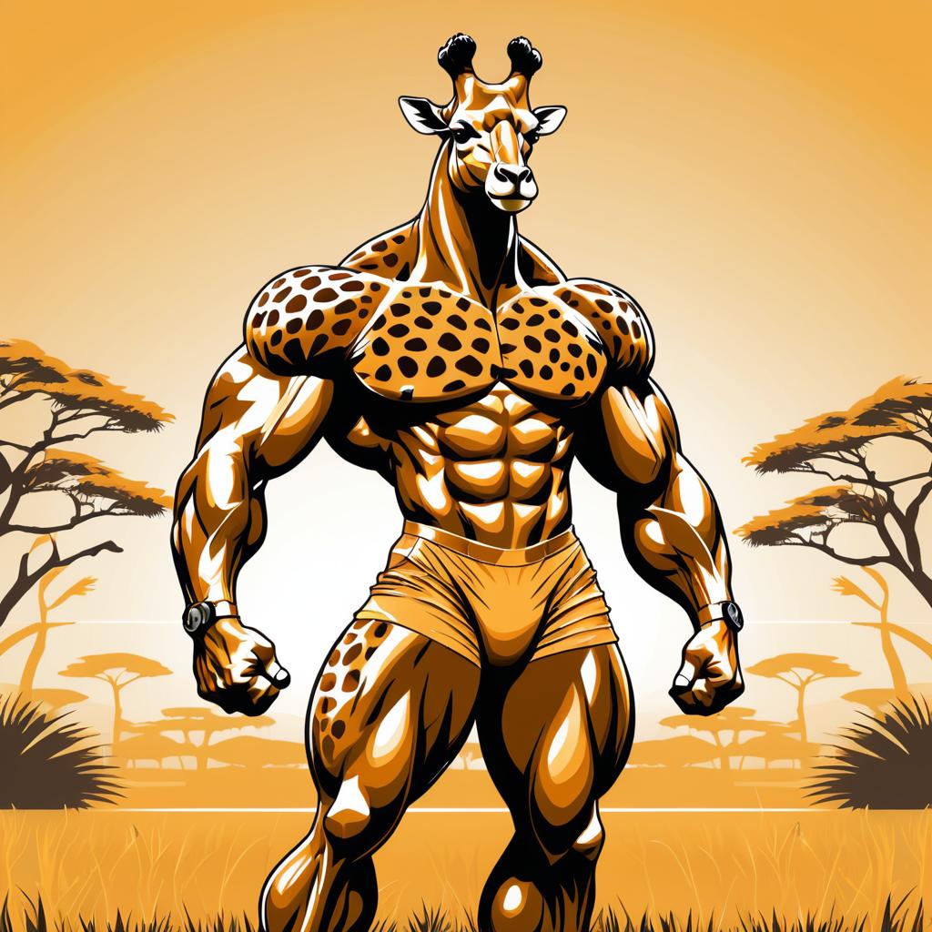 Muscular Giraffe: Mr. Olympia in Savanna