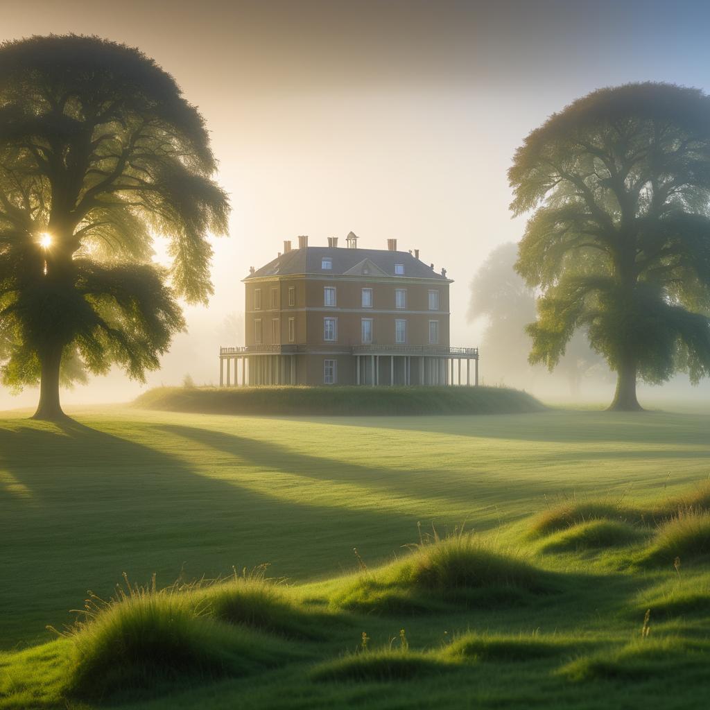 Victorian Mansion in a Misty Valley