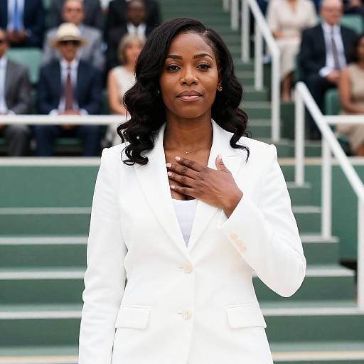 Elegant Black Woman at Stadium Steps