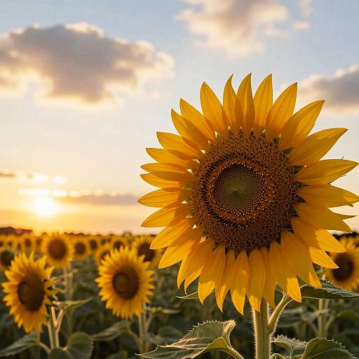 Golden Sunset Sunflower Field