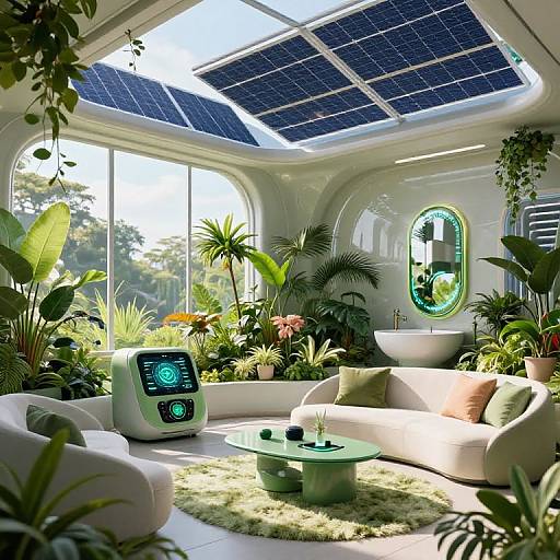 Futuristic Solarpunk Eco-Friendly Interior