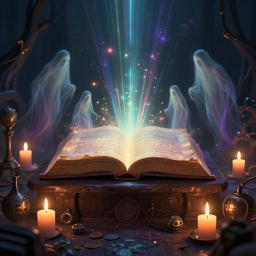 Glowing Ancient Book Spiritual Scene
