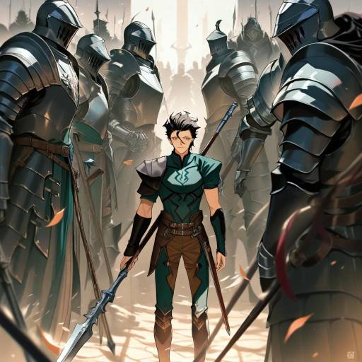 Knightly Battle Scene with Multiple Warriors