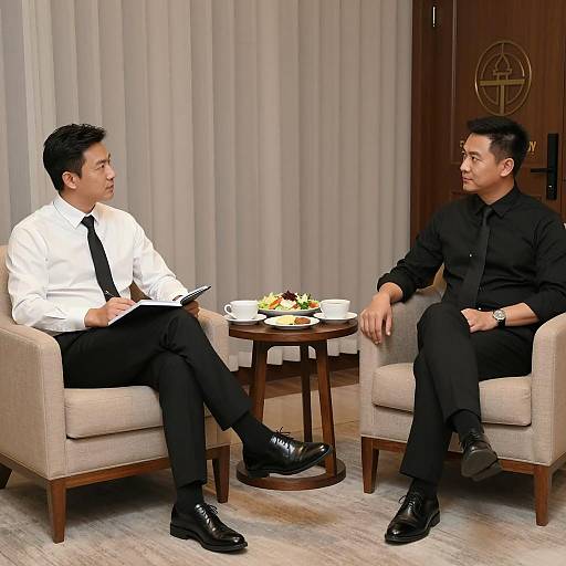 Formal Discussion Between Two Attired Men