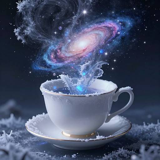 Giant Teacup Pouring Stardust Waves