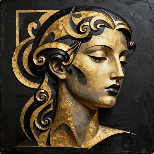 Abstract Female Silhouette with Fluid Forms