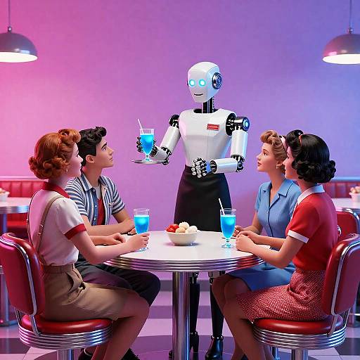 Retro Futurism Space Diner Scene