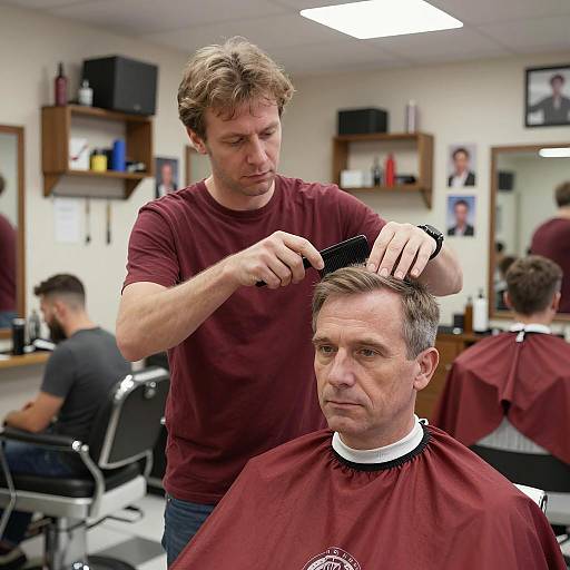 Barber Shop Scene with Focused Combing