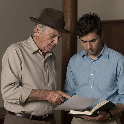 Tense Conversation in a Dimly Lit Room