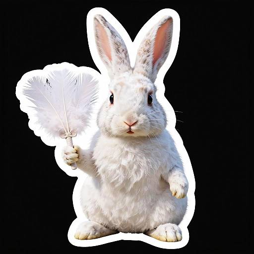 Rabbit with Feather Fan Sticker