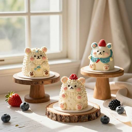 Adorable Miniature Cutecakes on Rustic Stands