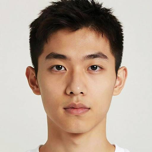 Realistic Asian Square Face Portrait