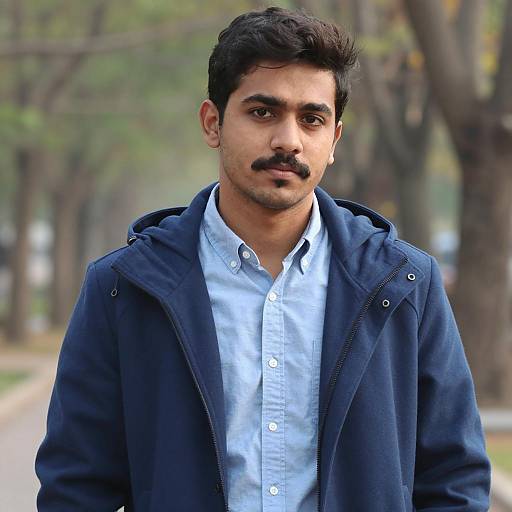 Young Man in a Blue Hooded Coat