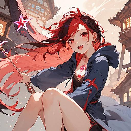 Magical Red-Haired Girl Close-Up