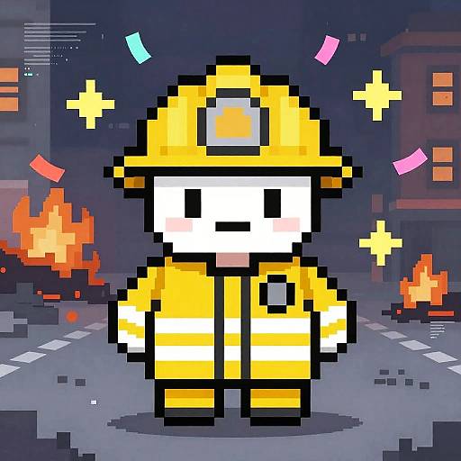 Pixel Art Firefighter Bust