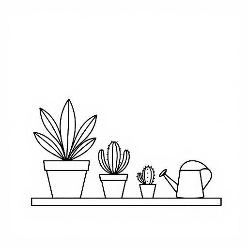 Minimalist Line Art Potted Plants