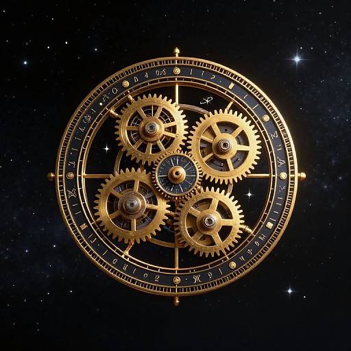 Celestial Cosmic Golden Timepiece
