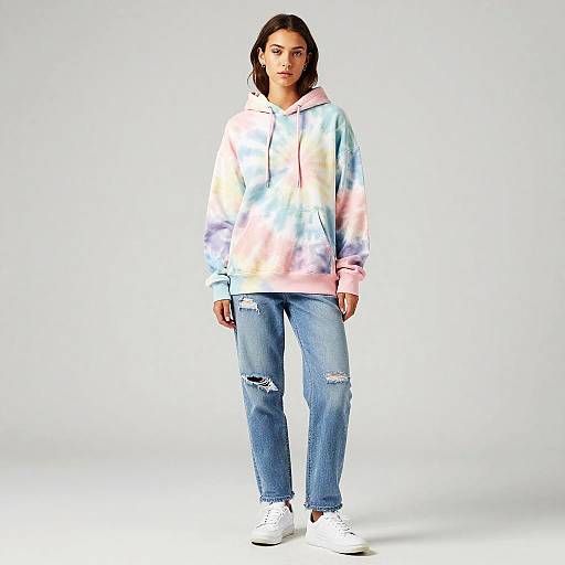 Confident Young Woman in Pastel Streetwear