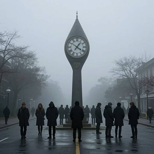 Surreal Teardrop Clock Tower Scene