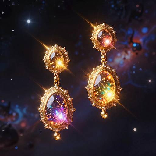 Glowing Potara Earrings in Cosmic Space