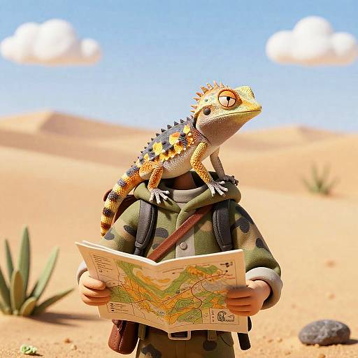 Brave Desert Scout with Crested Gecko