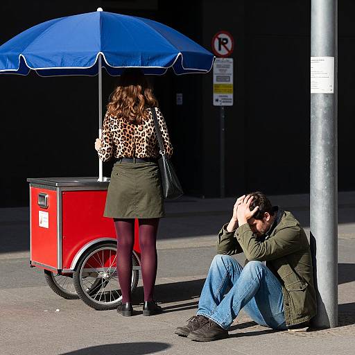 Urban Street Scene with Colorful Characters