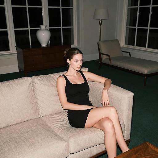 Elegant Woman in a Dimly Lit Room