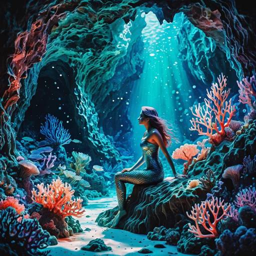 Mermaid in Bioluminescent Coral Cave Mermaid in Bioluminescent Coral Cave