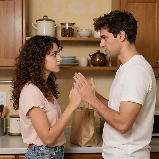 Intimate Kitchen Scene with Two People