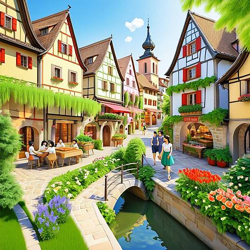 Cartoon Spring Stroll in Colmar