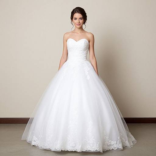 Elegant Woman in White Wedding Gown
