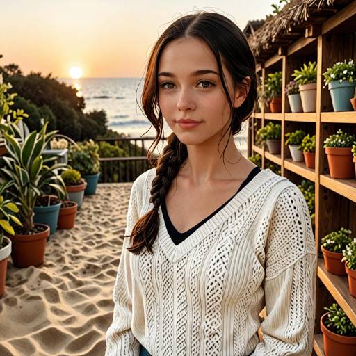 Thoughtful Young Woman at Sunny Beach