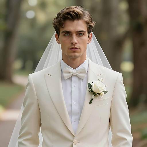 Elegant Groom Portrait in Sunlit Forest