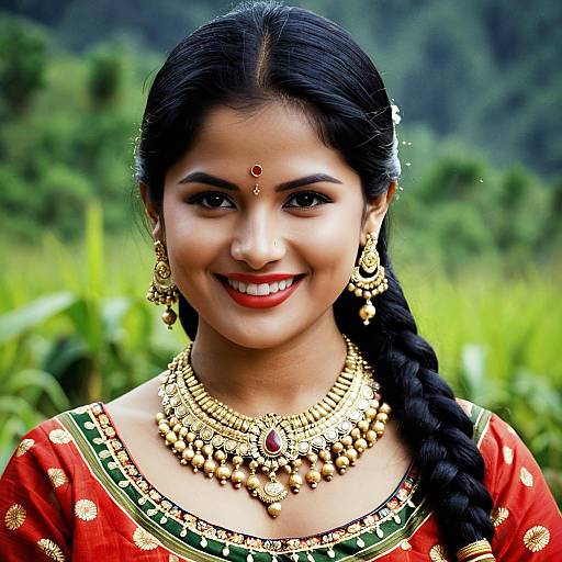 Kodagu Woman in Traditional Dress with Jewelry