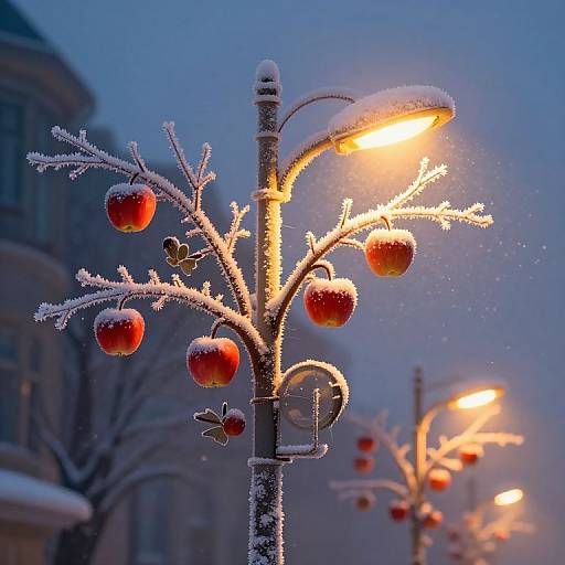 Whimsical Winter Streetlight Scene