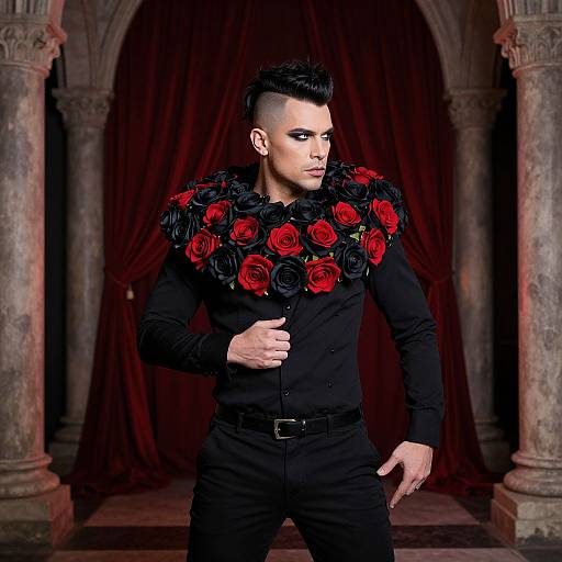 Gothic Man with Rose Collar