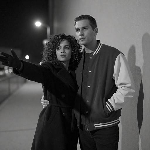 Noir Night Couple Leaning Against Wall