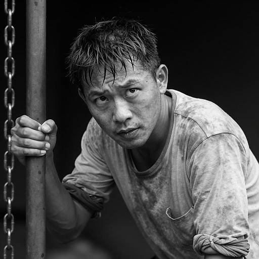 Intense Black-and-White Portrait of a Man