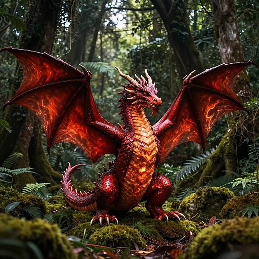 Colossal Torch Red Dragon in Forest