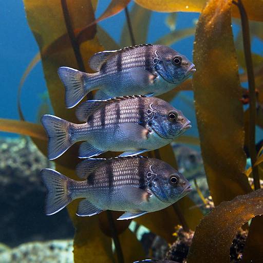 Realistic Tropical Fish in Kelp Forest