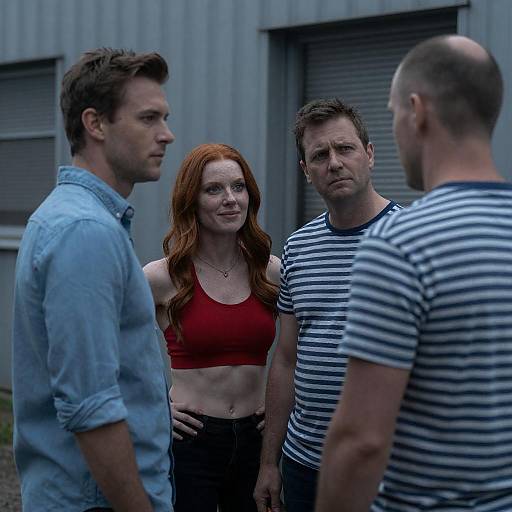 Outdoor Gathering with Contrasting Expressions