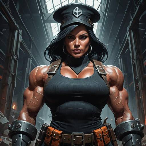Female Bodybuilder in Diesel-Punk Military Outfit