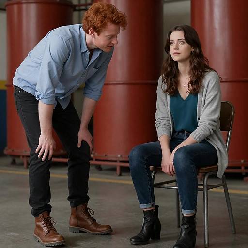 Intimate Moment in Industrial Setting