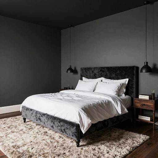 Elegant Black Ceiling Grey Bedroom Retreat