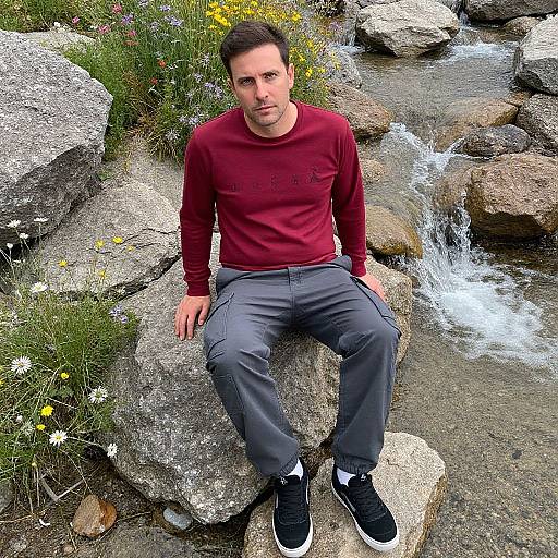 Overhead Portrait of Man by River